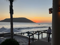 Sunset view from the outdoor bar.