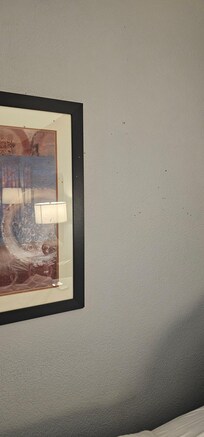 Specs of stuff on wall continued to celing