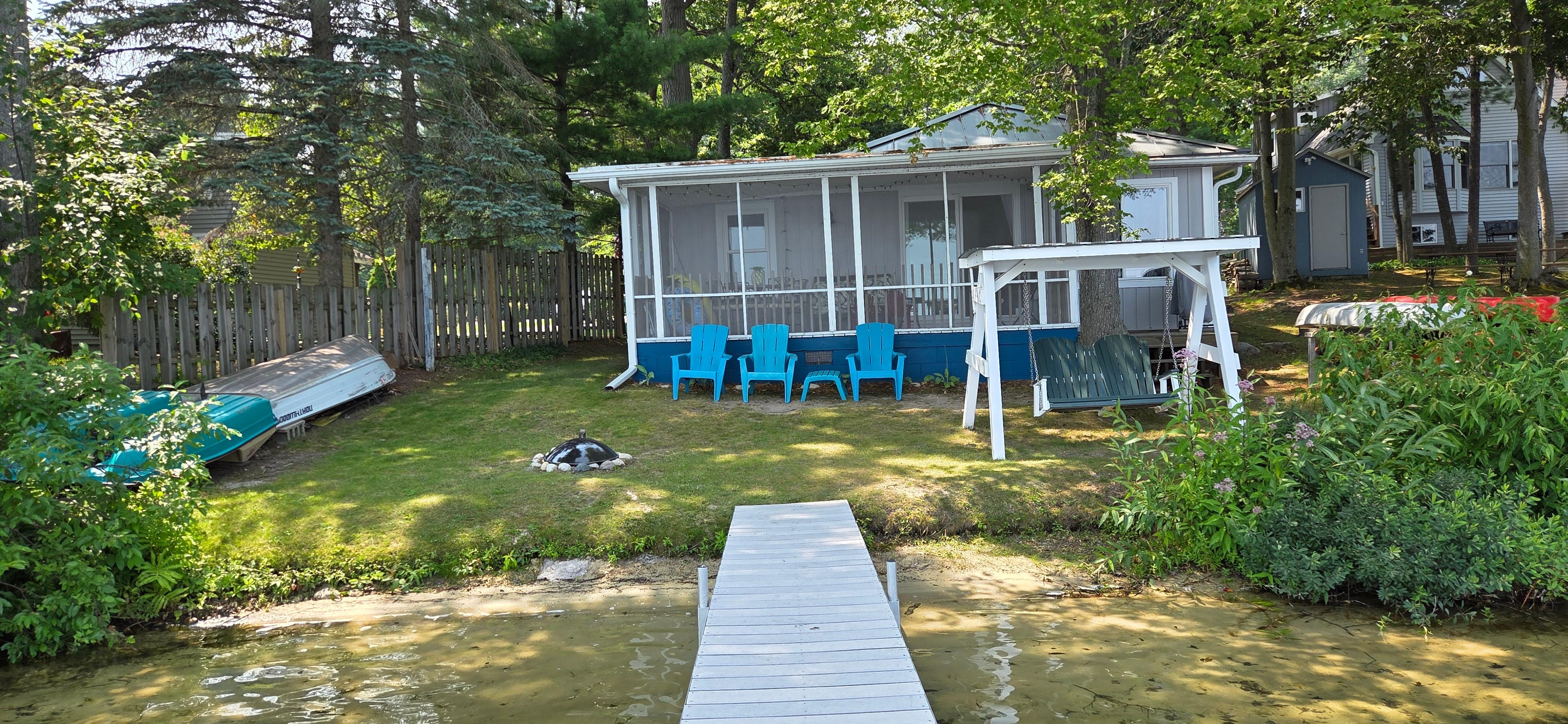 View of the cottage from the end of the dock