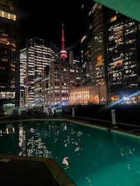 Hilton Toronto pool in the night