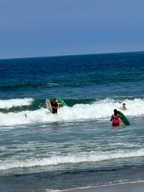 Boogie boarding in the ocean