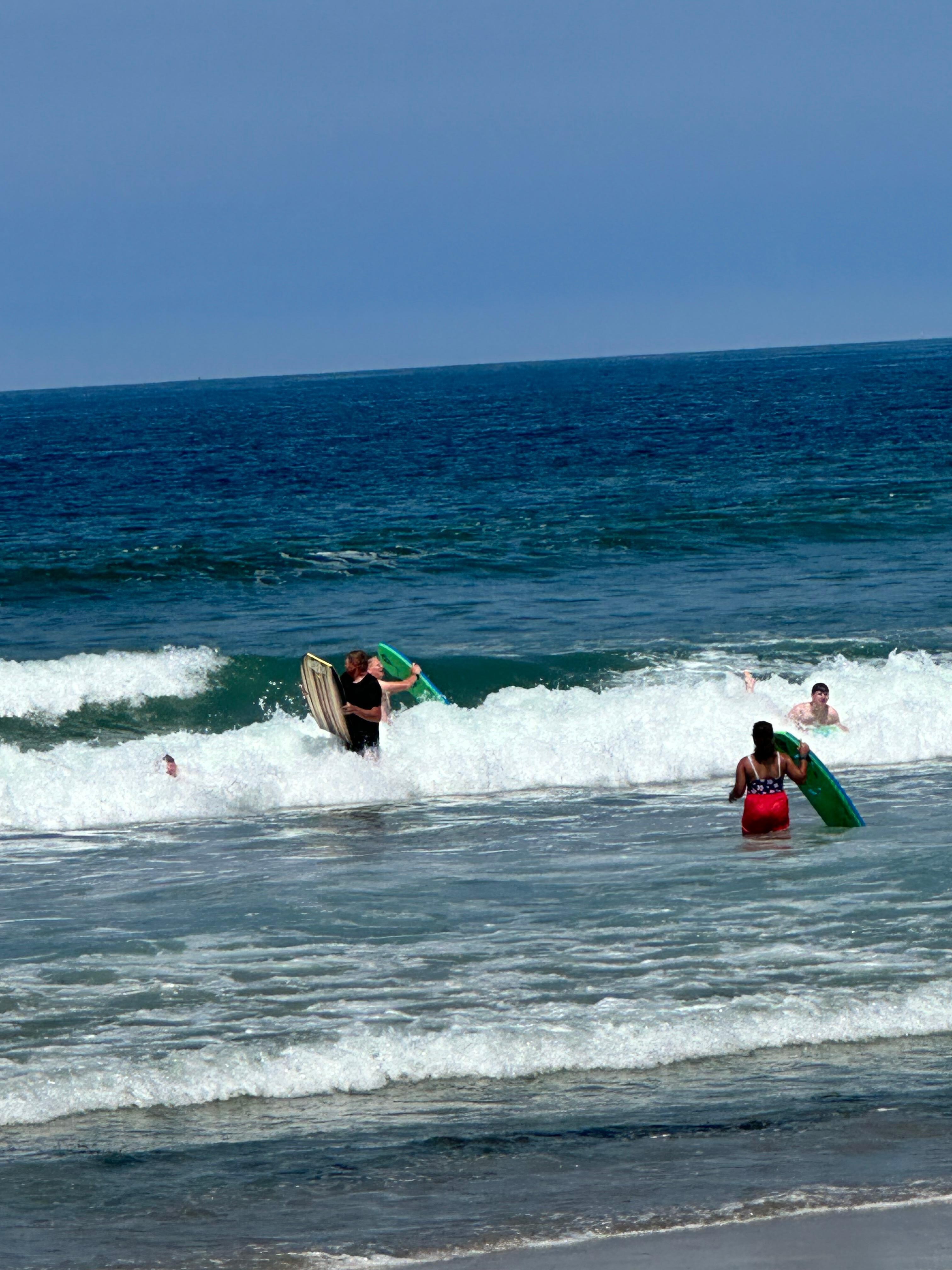 Boogie boarding in the ocean