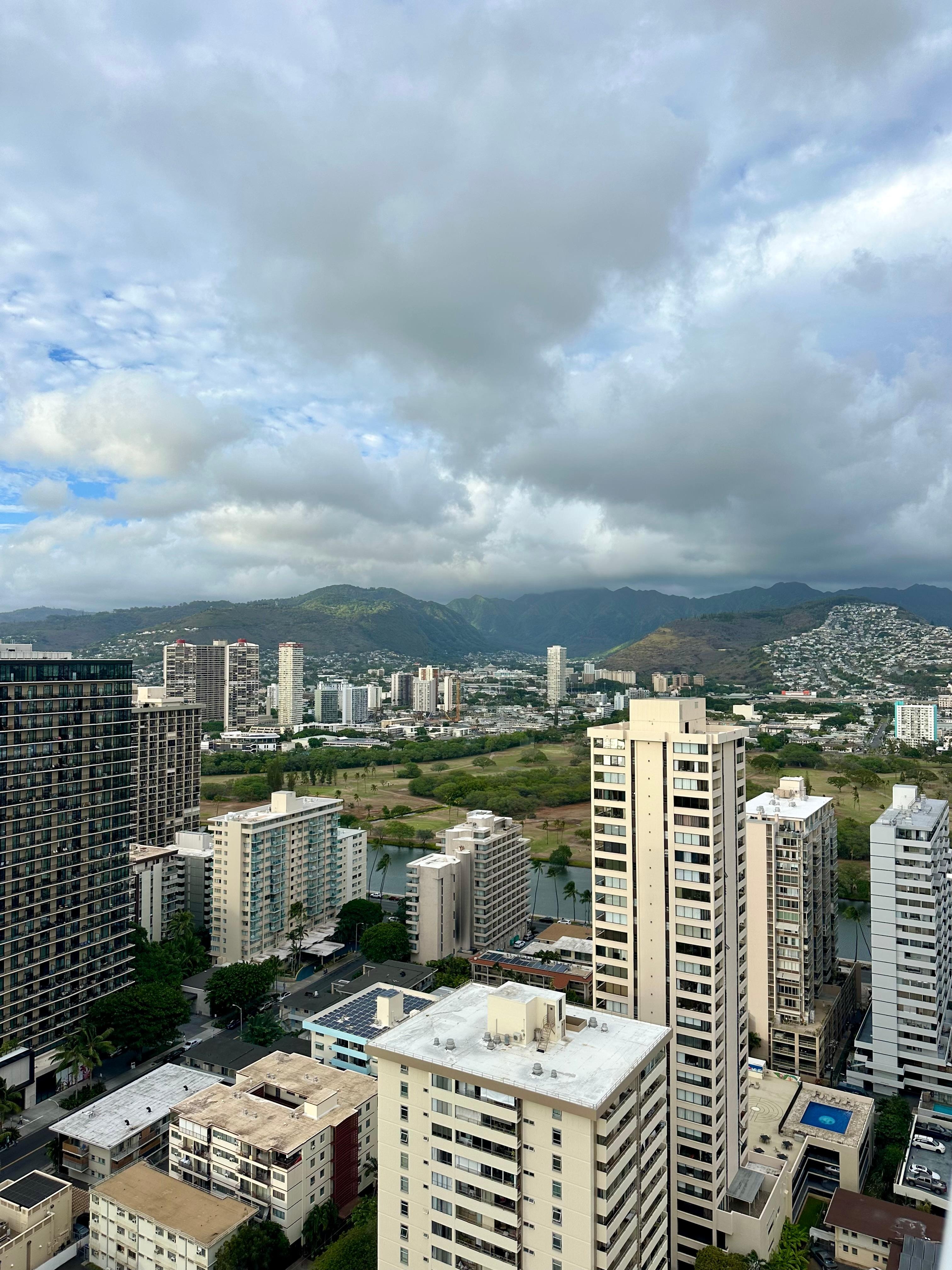 View from rooftop deck. Same cool view from wonderful comfy lounge with pool table.