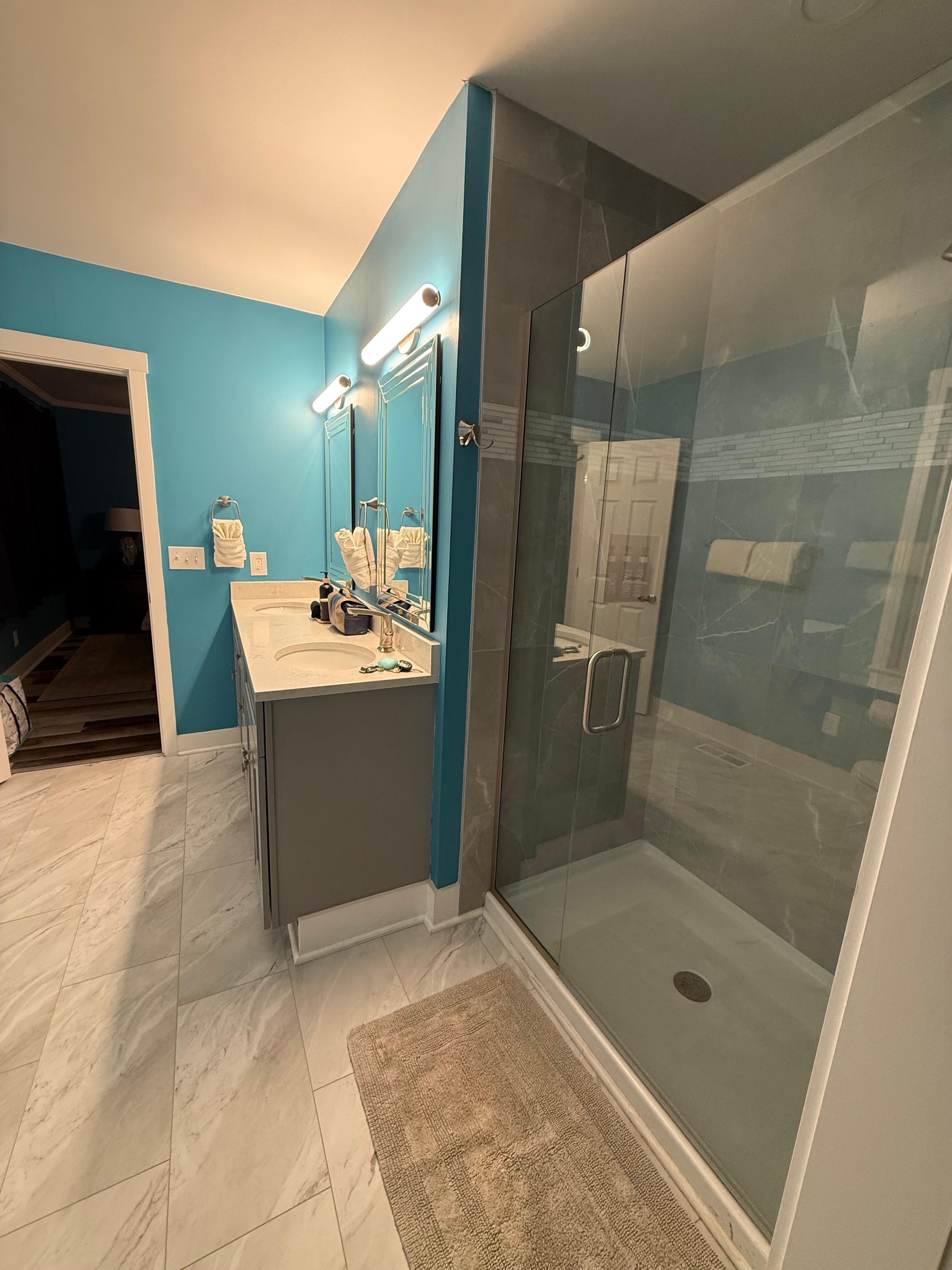 The walk-in shower is bigger than the listing photos show