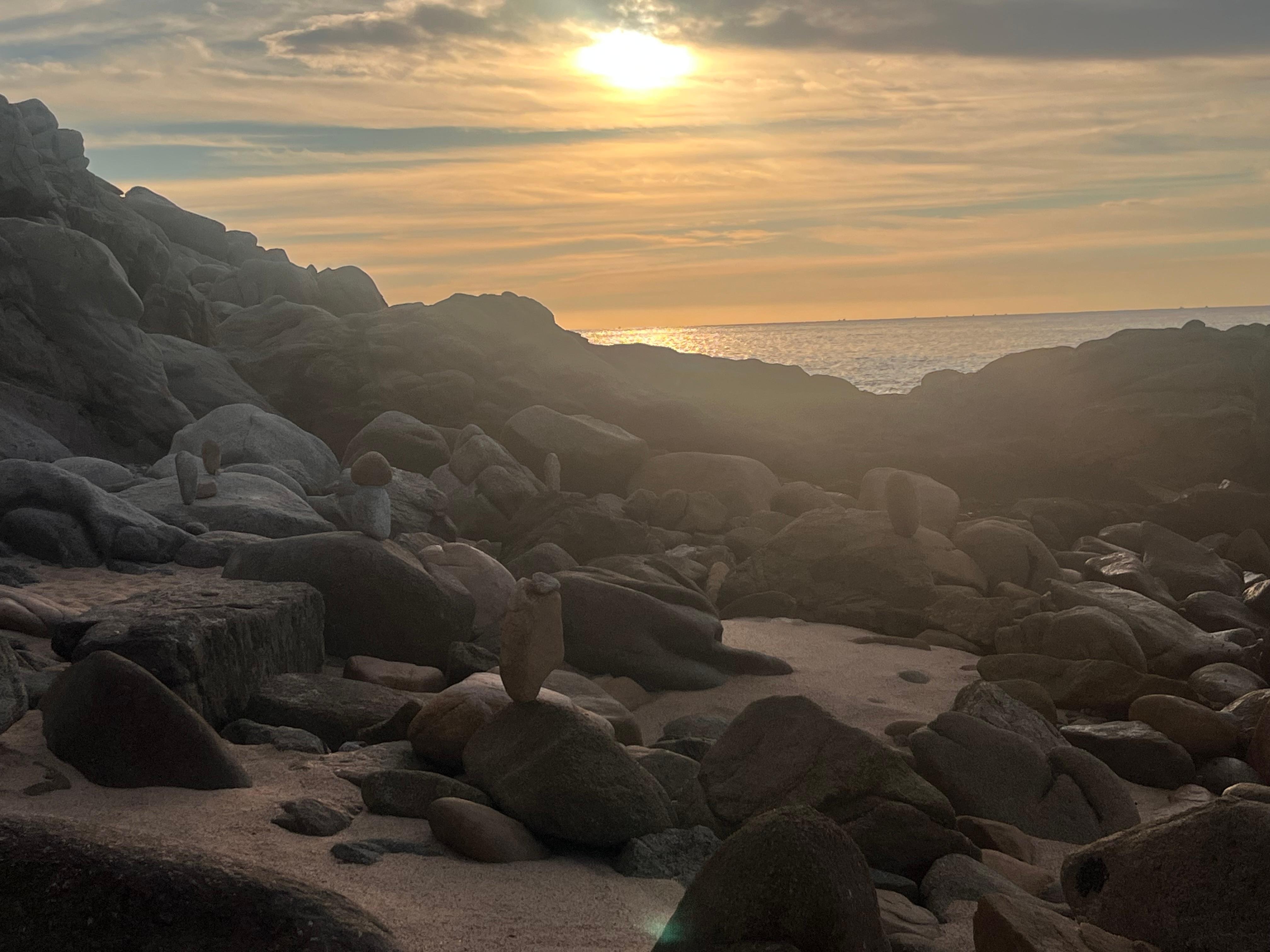 The rock side of the beach near the condo 