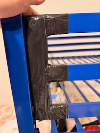 "duct tape" evidence of bunk beds....