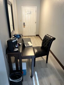 This desk limits navigation in the room when in use.