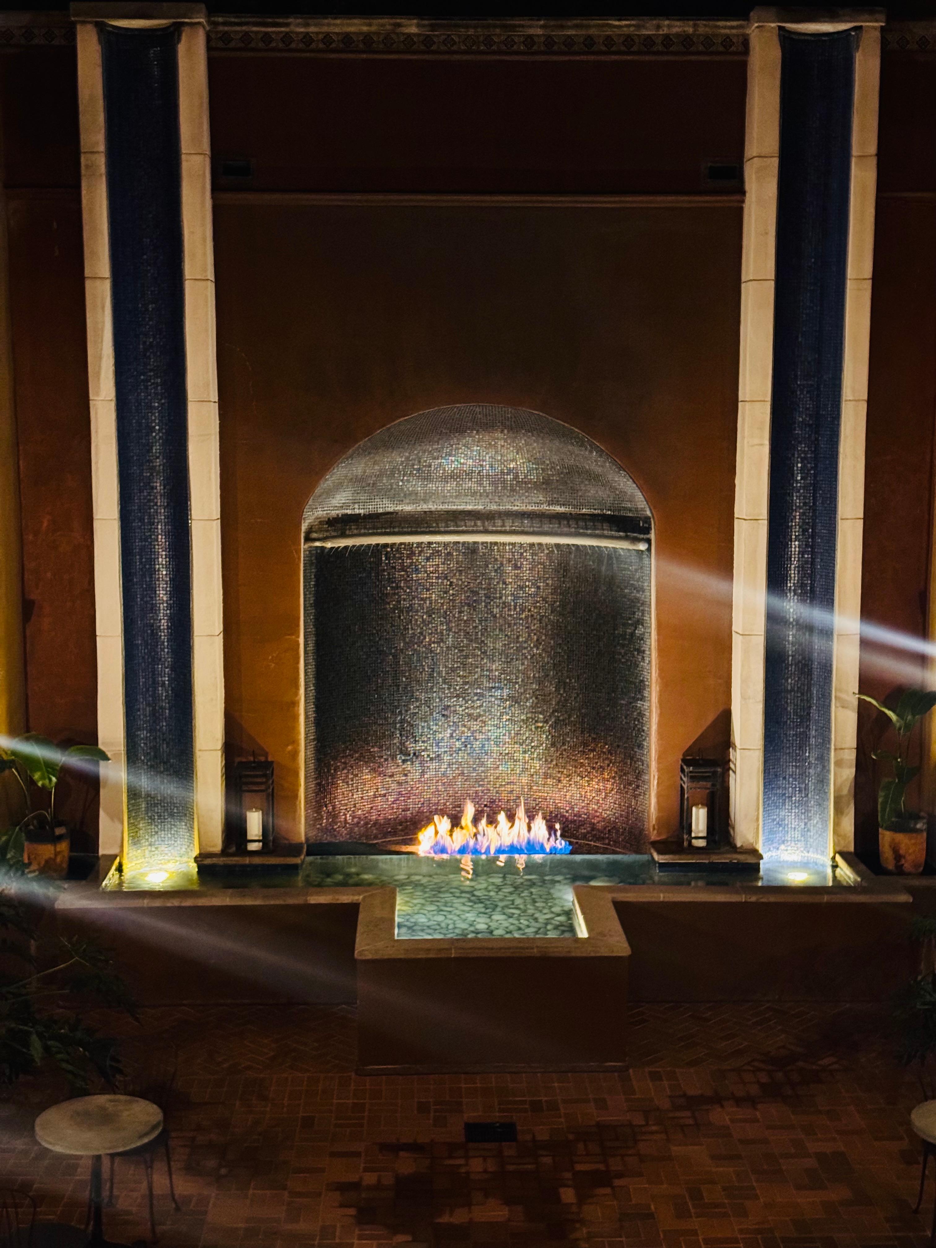 Court yard at night… fire as water not running during day