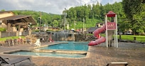 Pools, slides, waterfall, & hot tub