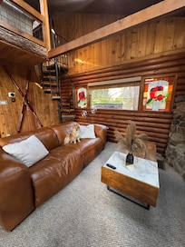 Cute Cabin Interior- love that its dog friendly!