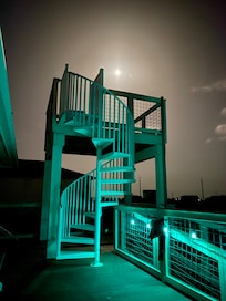 Super cool third floor deck at nighttime!