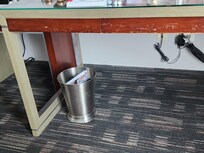 Desk looked like it had been attacked by a wild animal