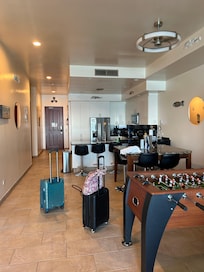 Spacious room with foosball table!