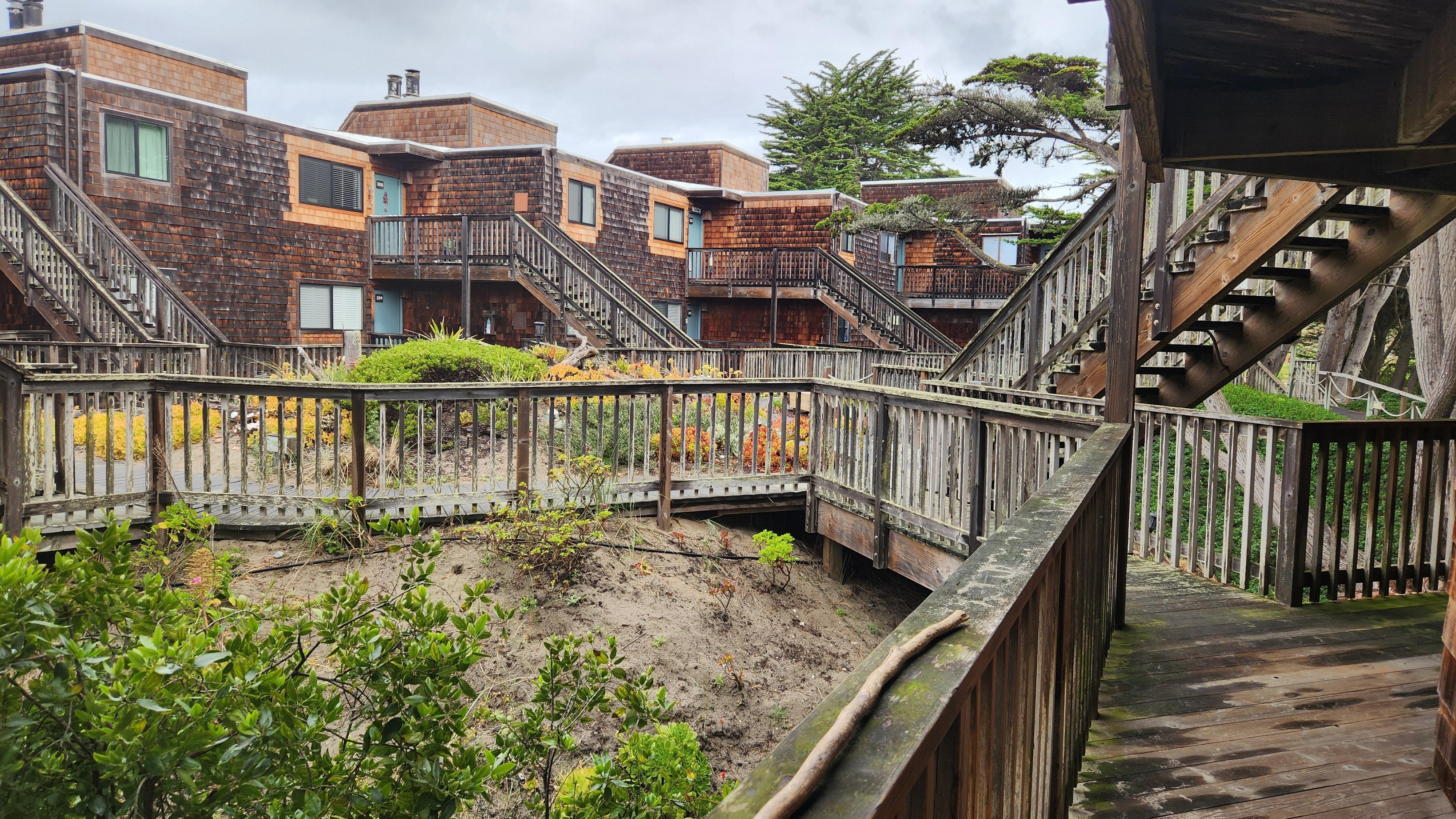 Looking into the building courtyard from the unit
