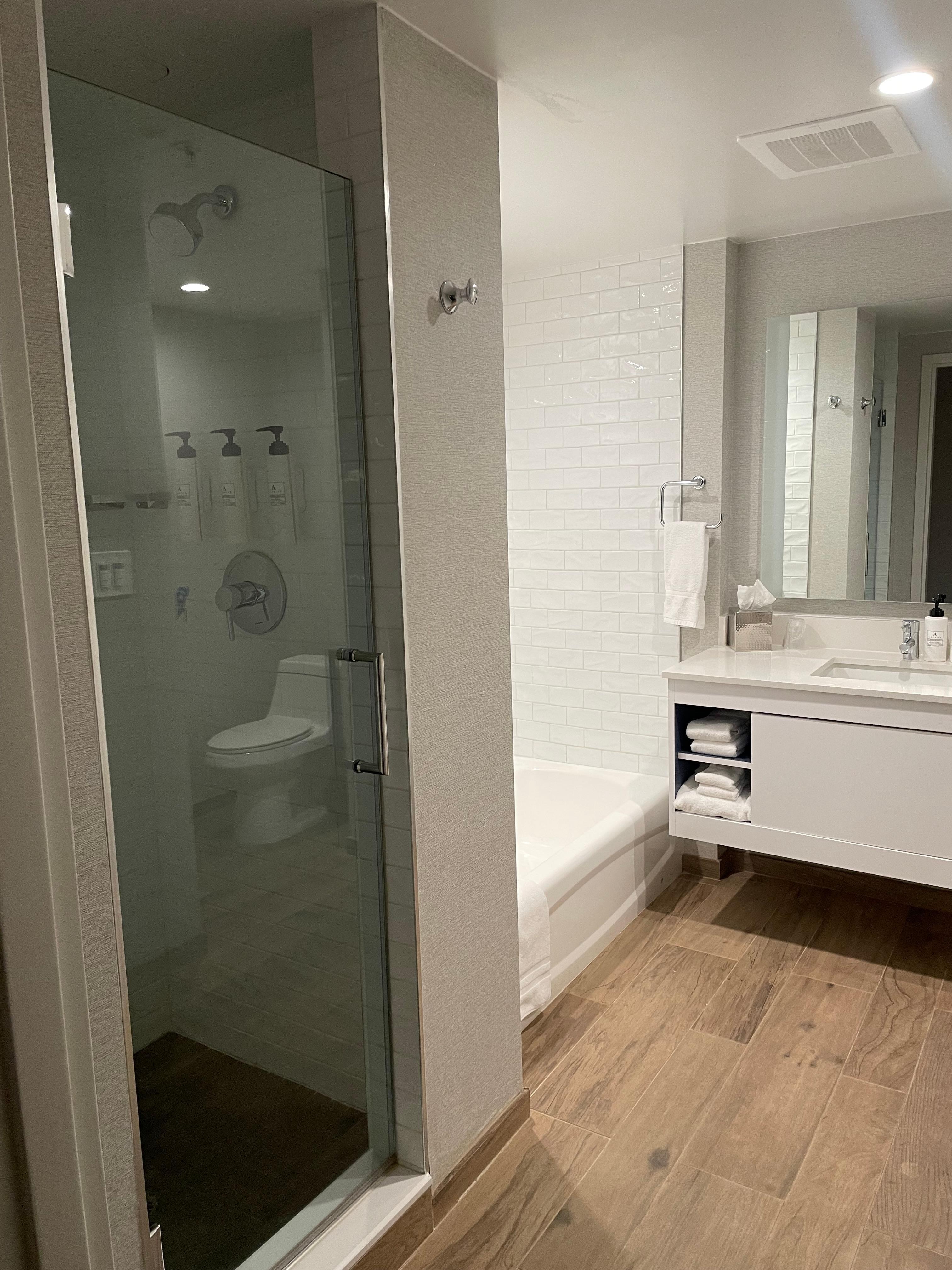 Clean and spacious bathroom.