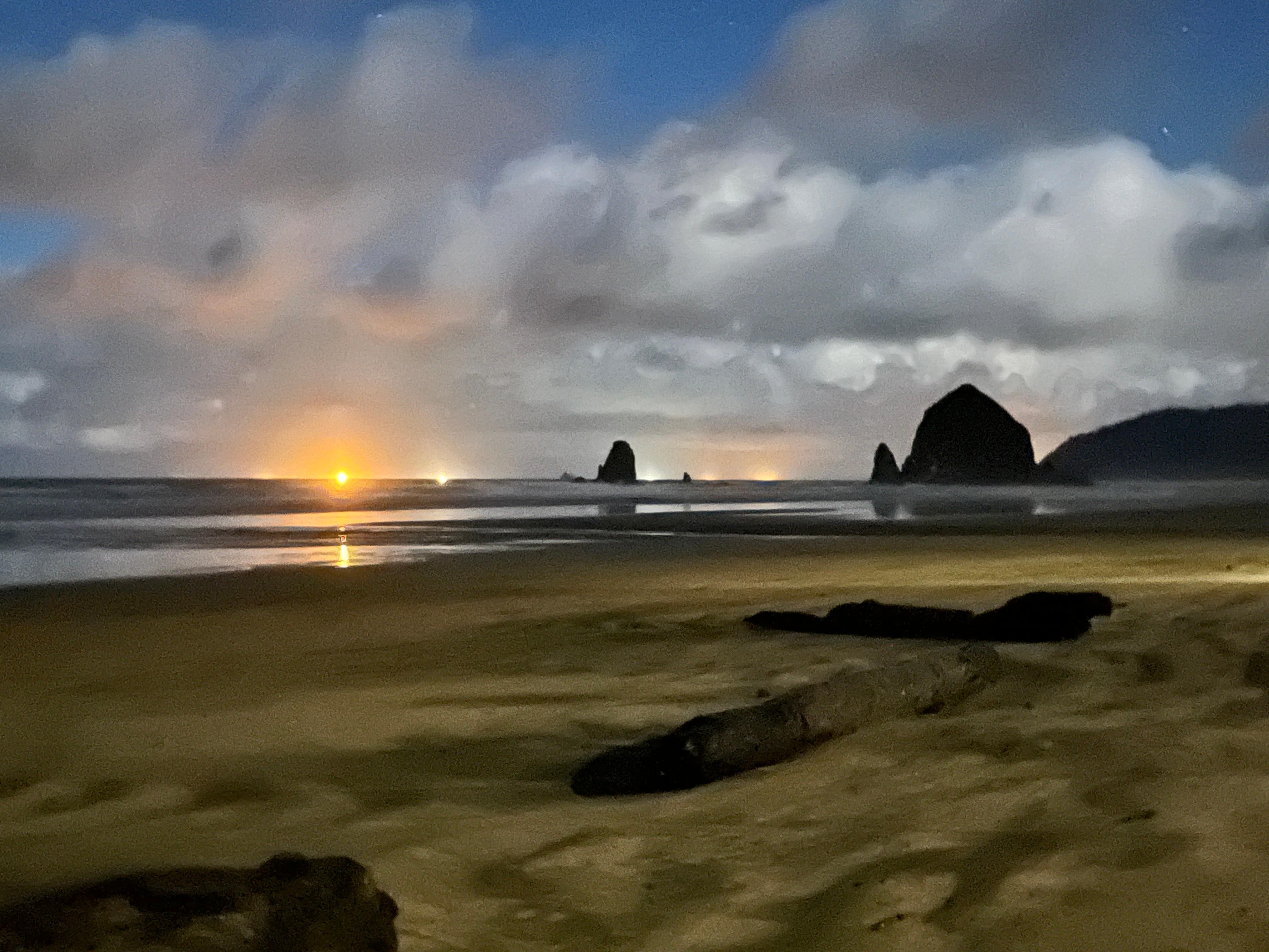 View at night from the Tolovana beachfront 