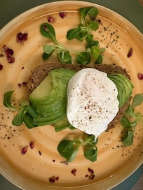 My breakfast - poached egg and avocado toast