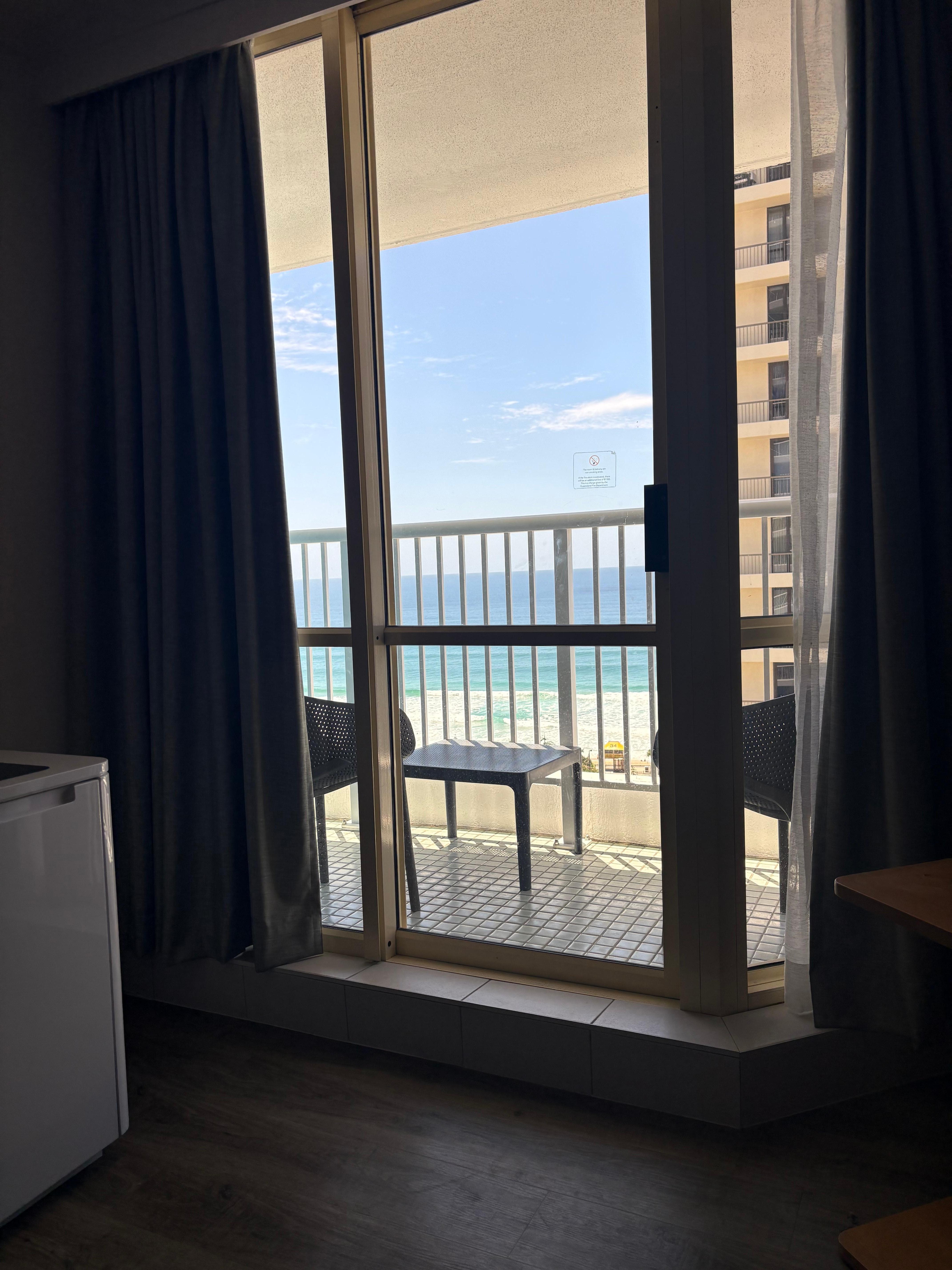 Gorgeous view sitting from the bed .