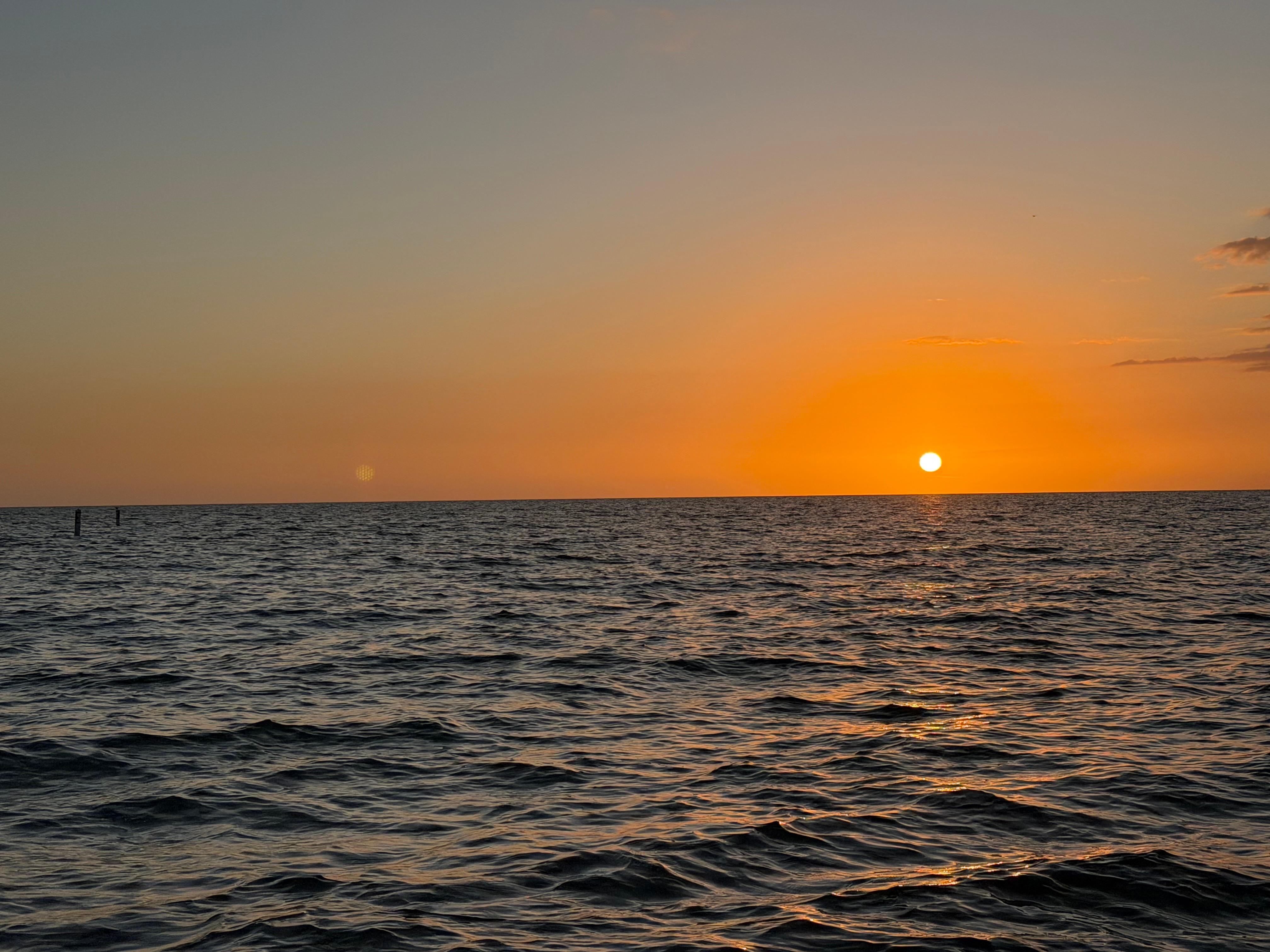 Beautiful sunset from the beach 2 minutes from the house. 
