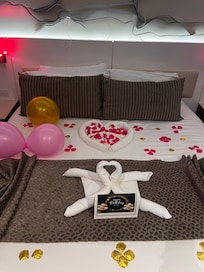 My room made up for my birthday by staff was beautifully put together