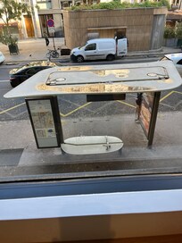 Bus stop in front of door