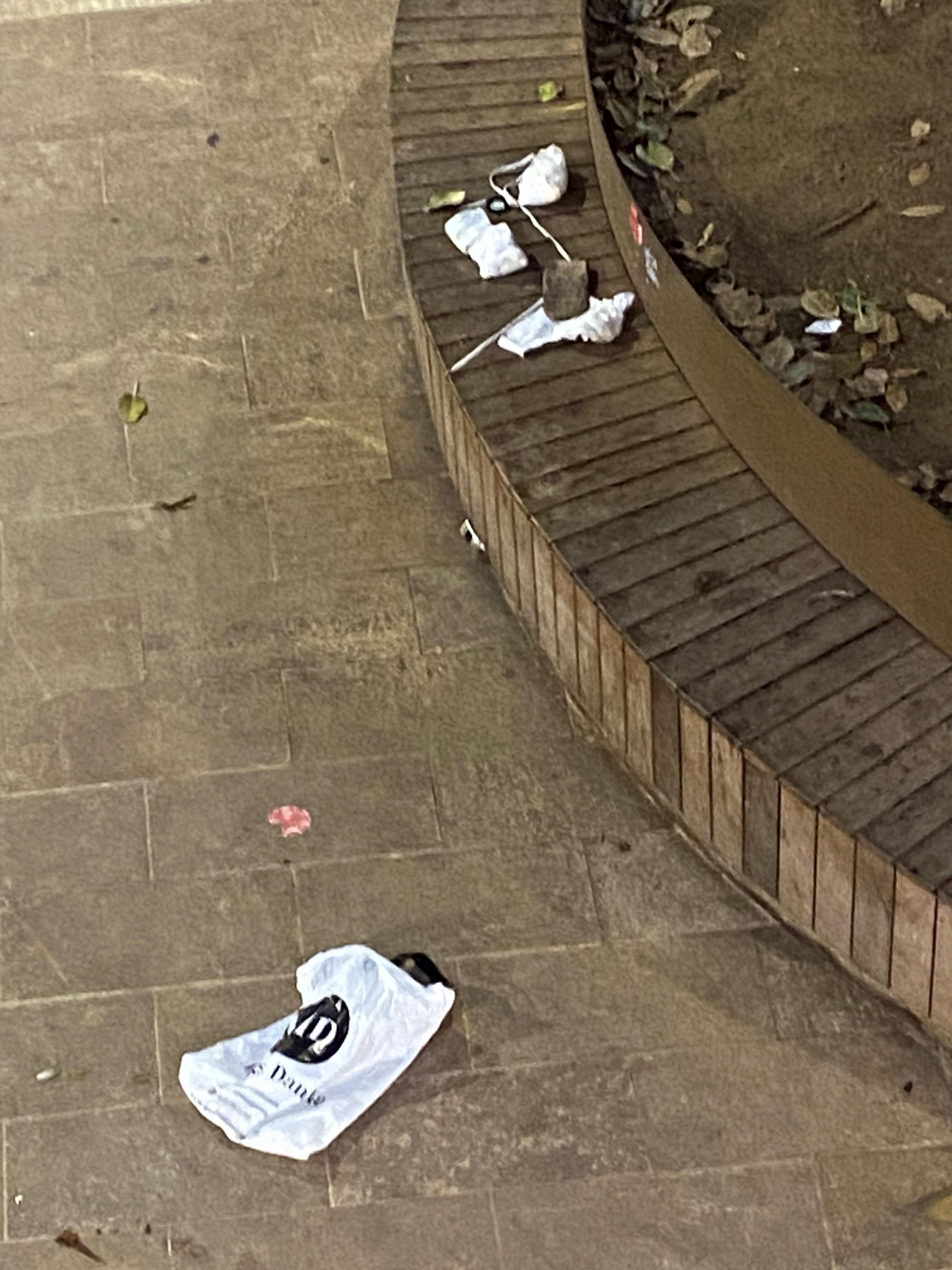 Garbage is left by locals, the city workers clean it up daily.