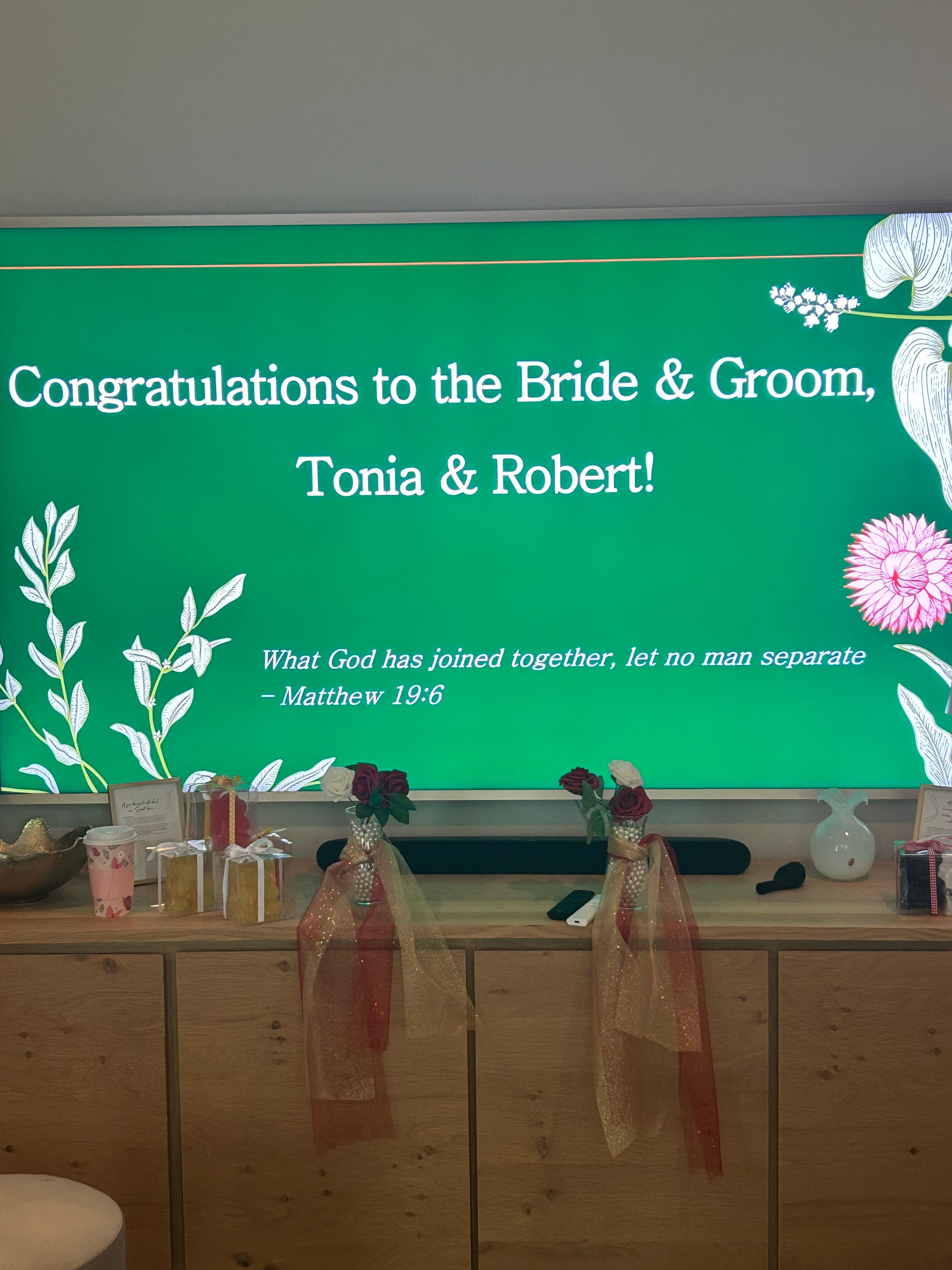 Connected lap top to the tv to play bridal games