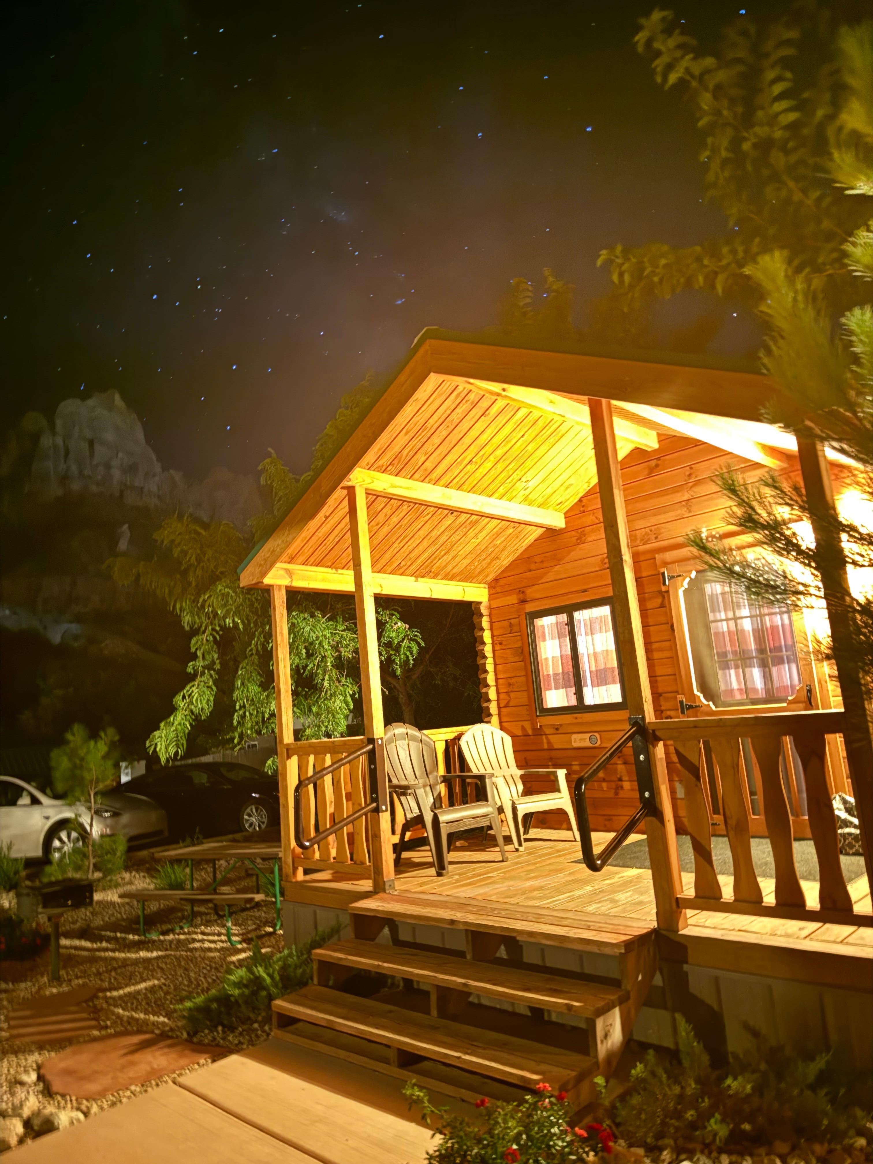 Cabin at night