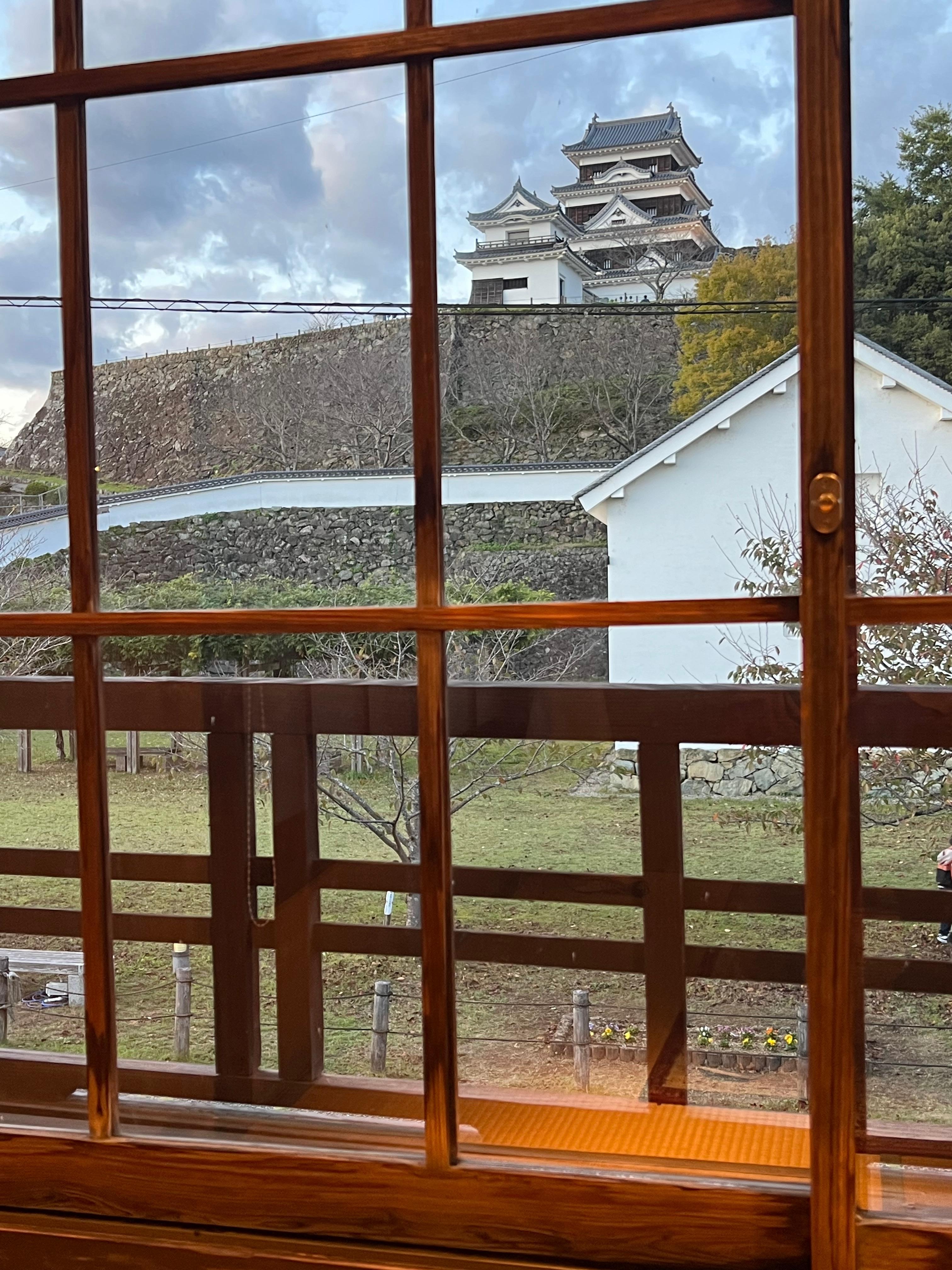 view of Ozu castle from our sitting room