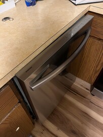 Dishwasher does not shut. Has never been used. Installed incorrectly