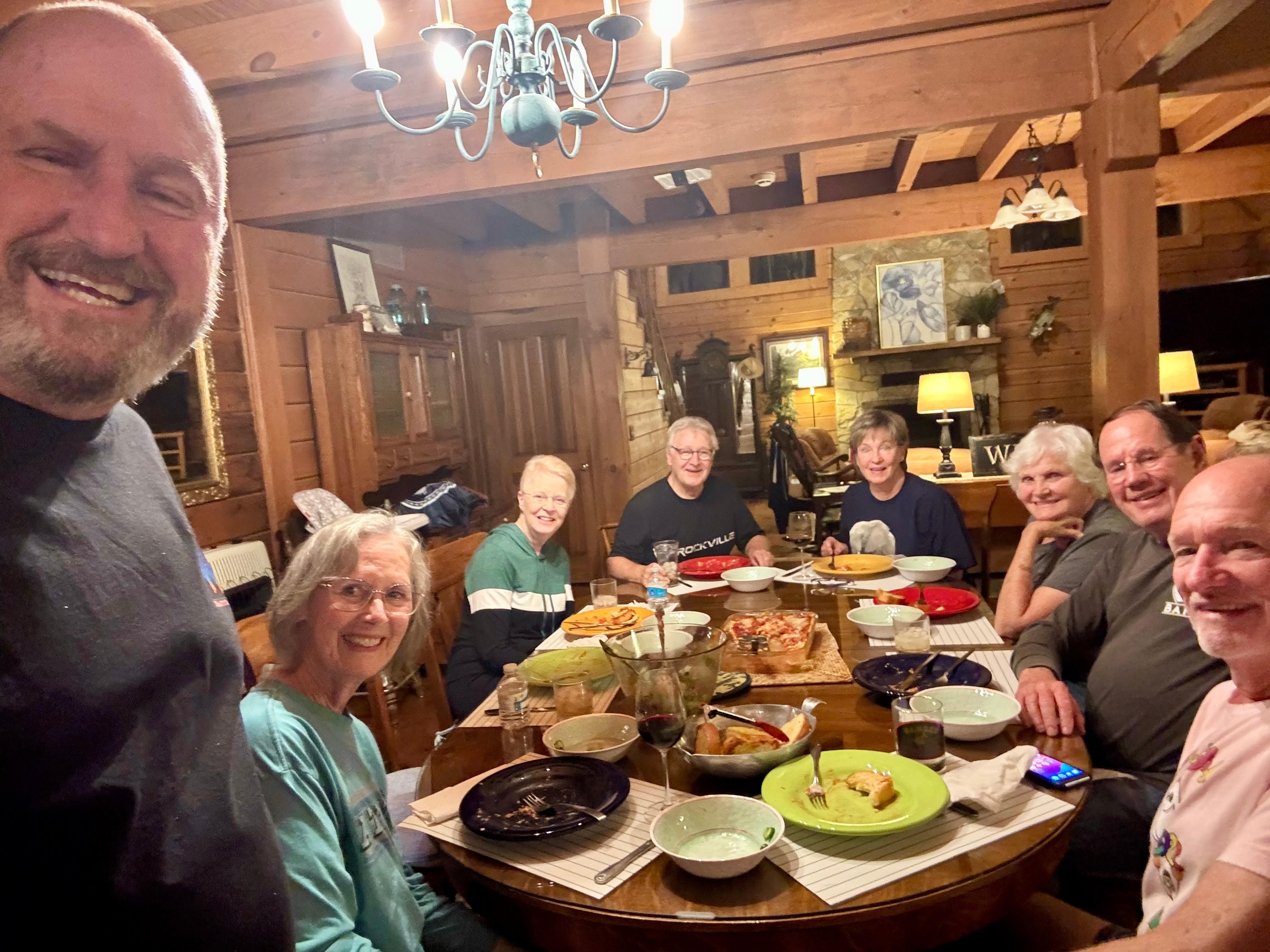 Dinner in the Henderson log house.