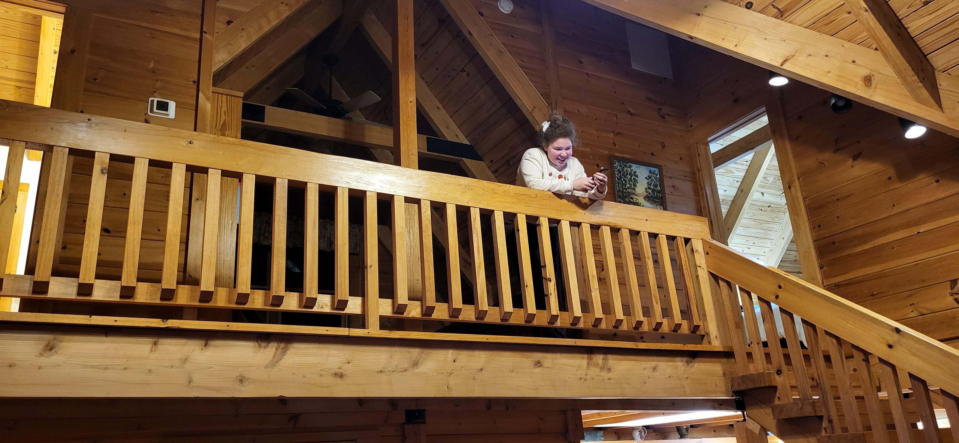 My daughter taking in the view from the second floor! 