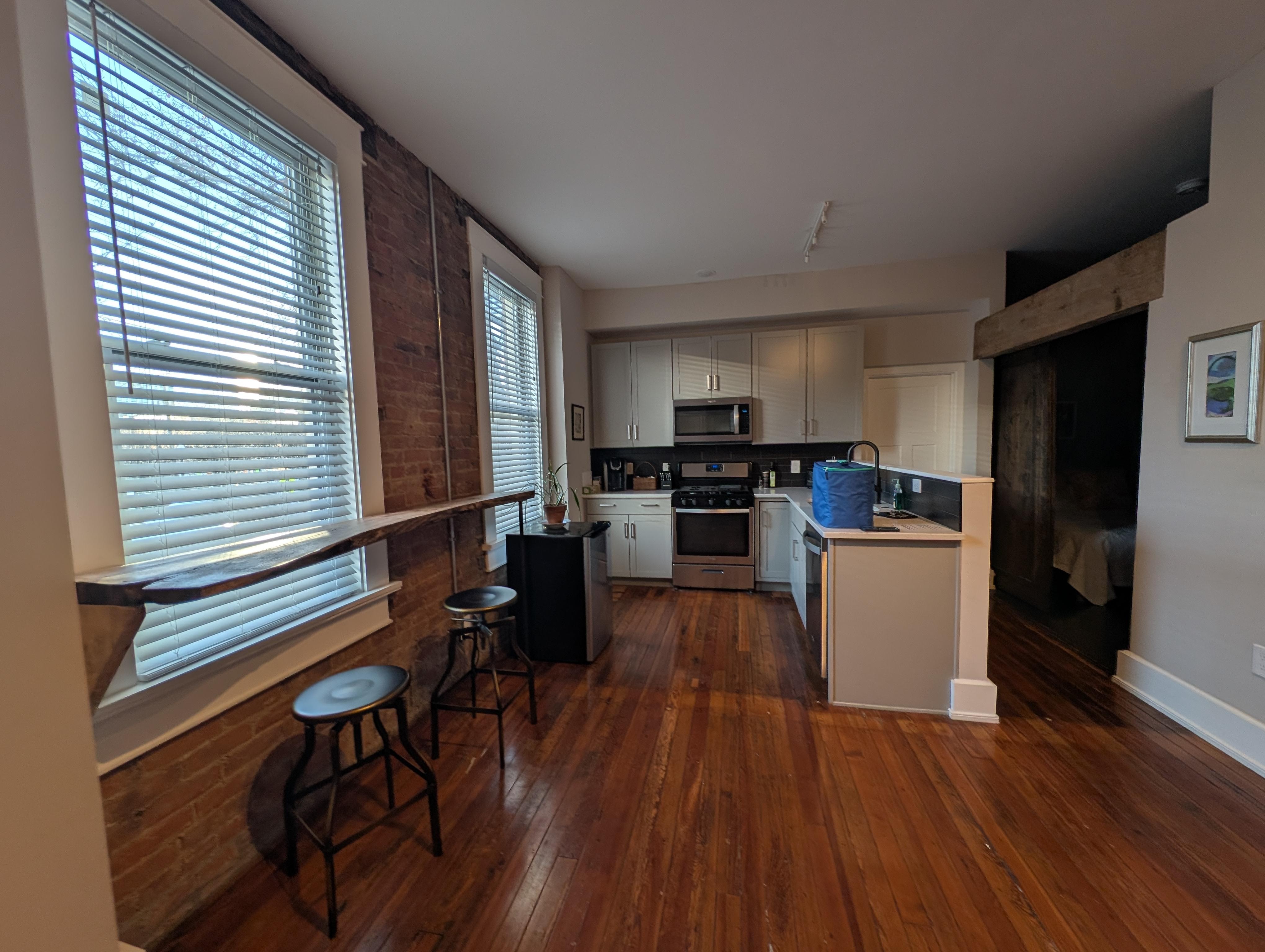 Inside photos of the one bedroom unit.