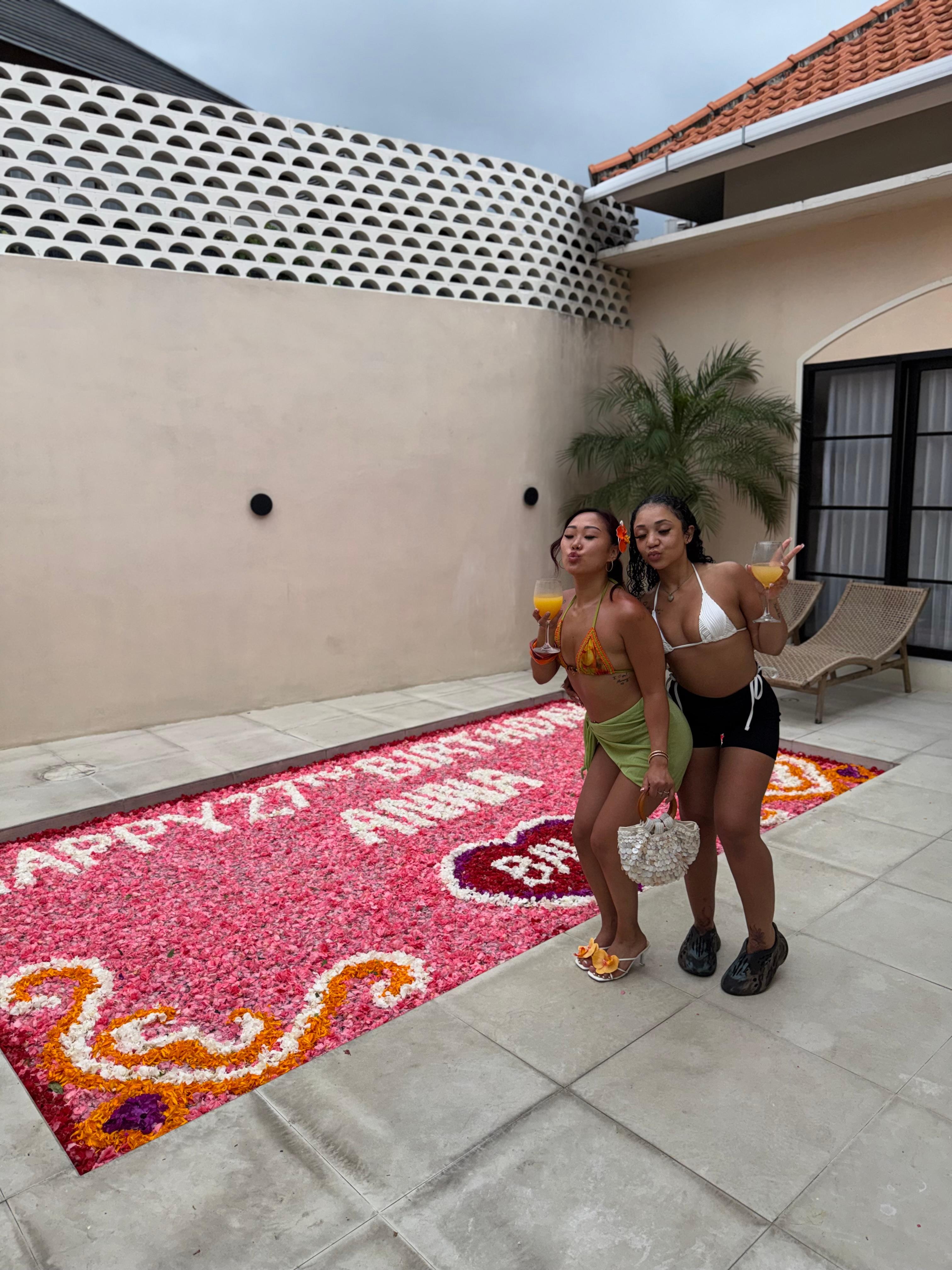 They decorated the pool for my birthday, it was beautiful! 