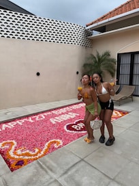 They decorated the pool for my birthday, it was beautiful!