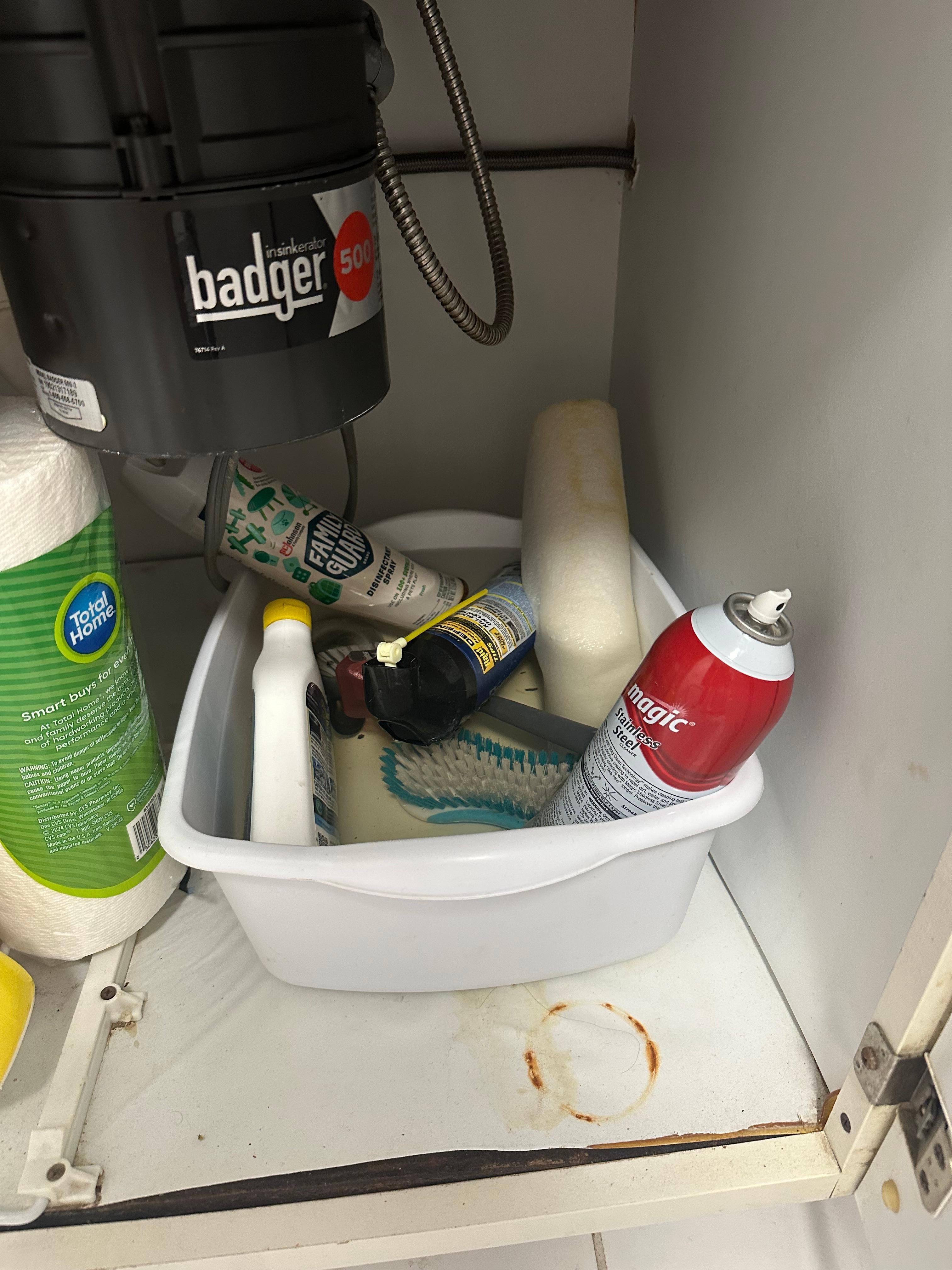 Leak under kitchen sink never taken care of