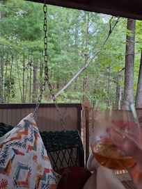 Enjoying a bourbon on the porch