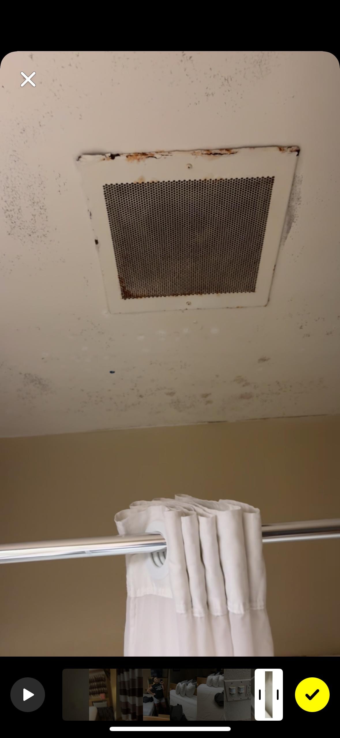 Ceiling above shower