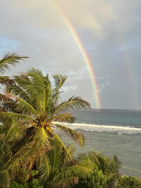 We had a rainbow every morning. This photo was taken from the deck.