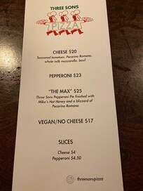 Weekly pizza night menu. The Max was fantastic!