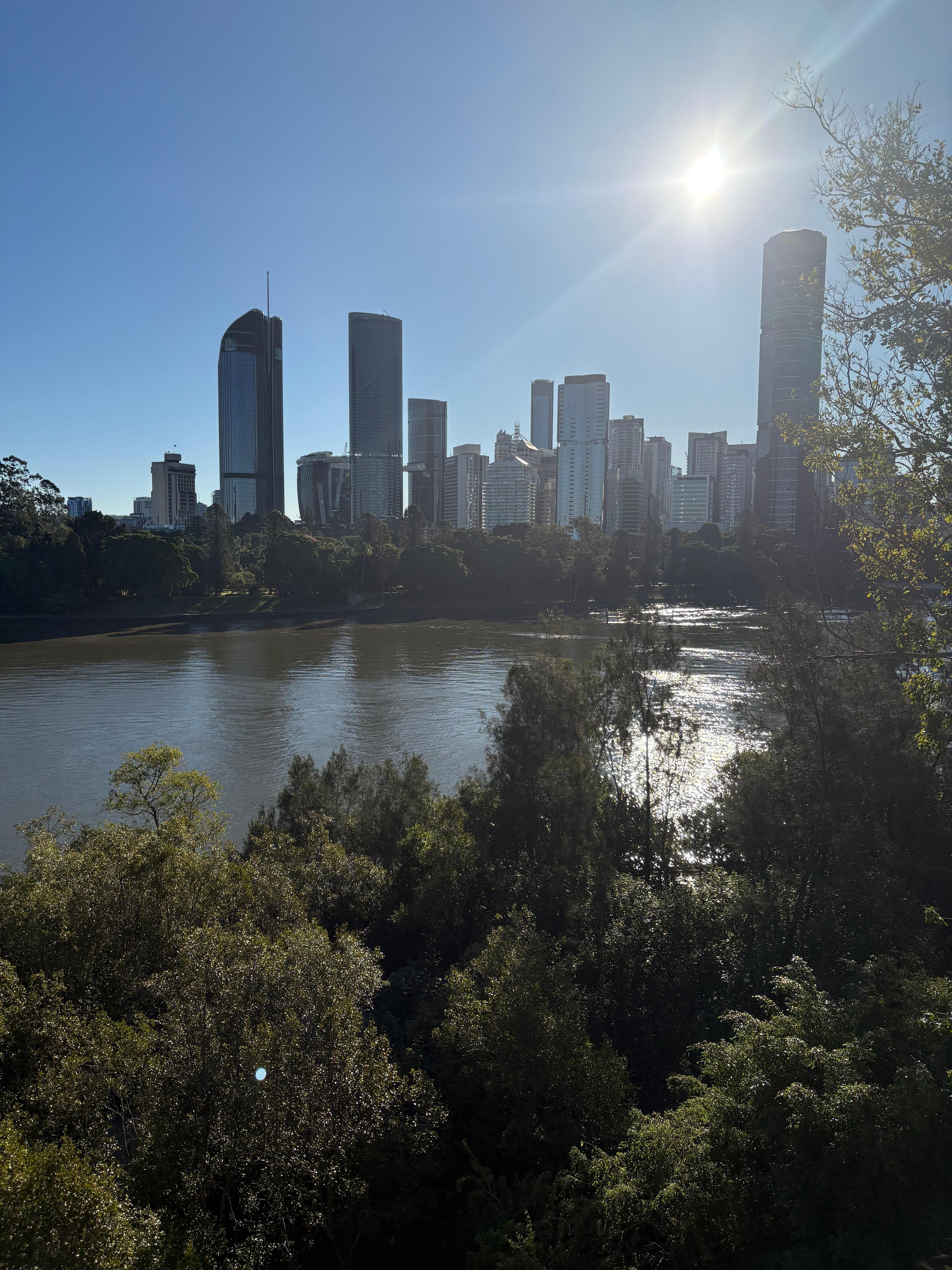 View of Brisbane CBD from the Kangaroo Point cliffs. 