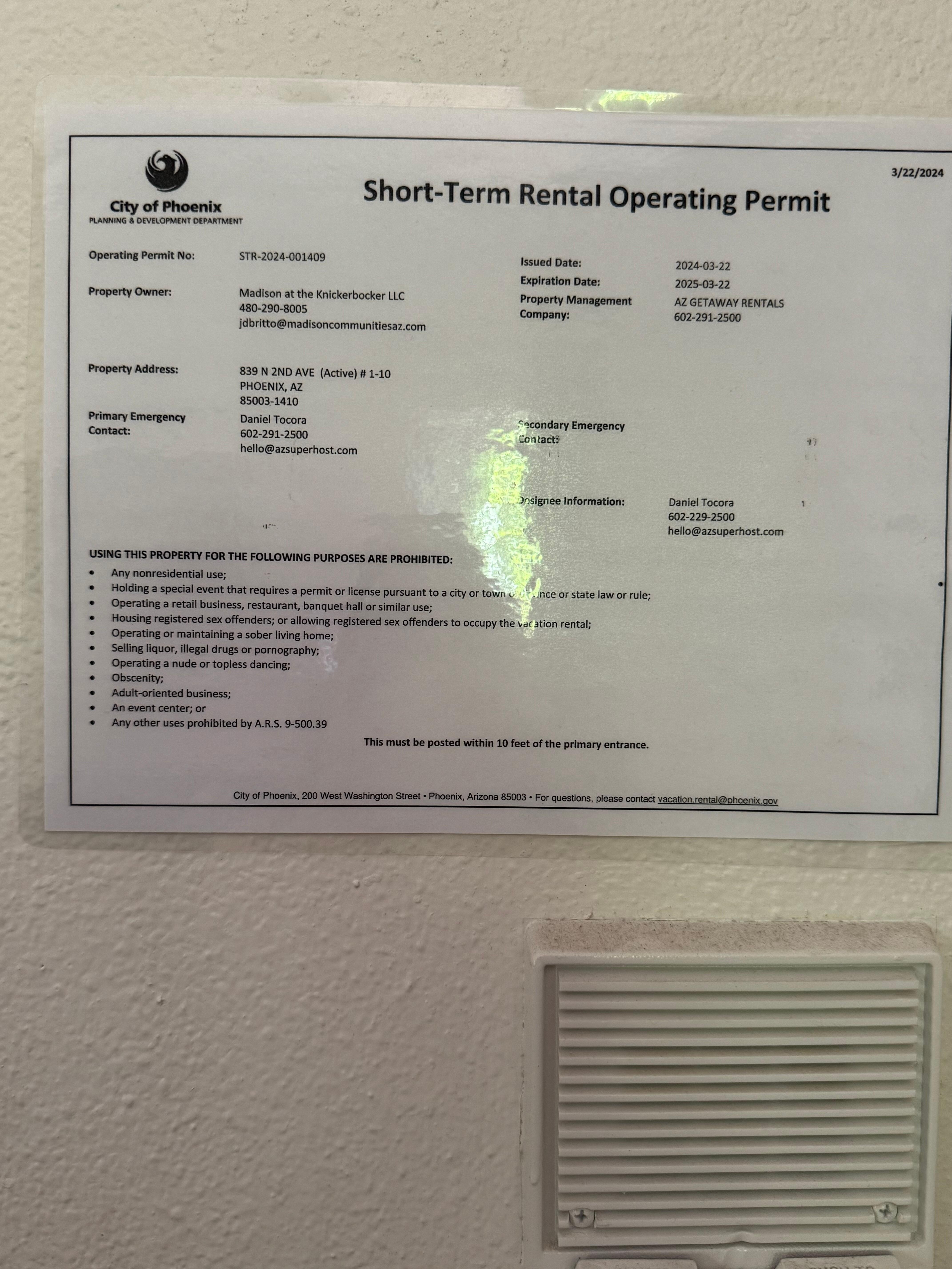Rental permit expired in March. 