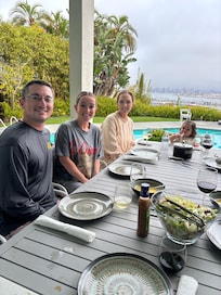 Enjoying outdoor dinner