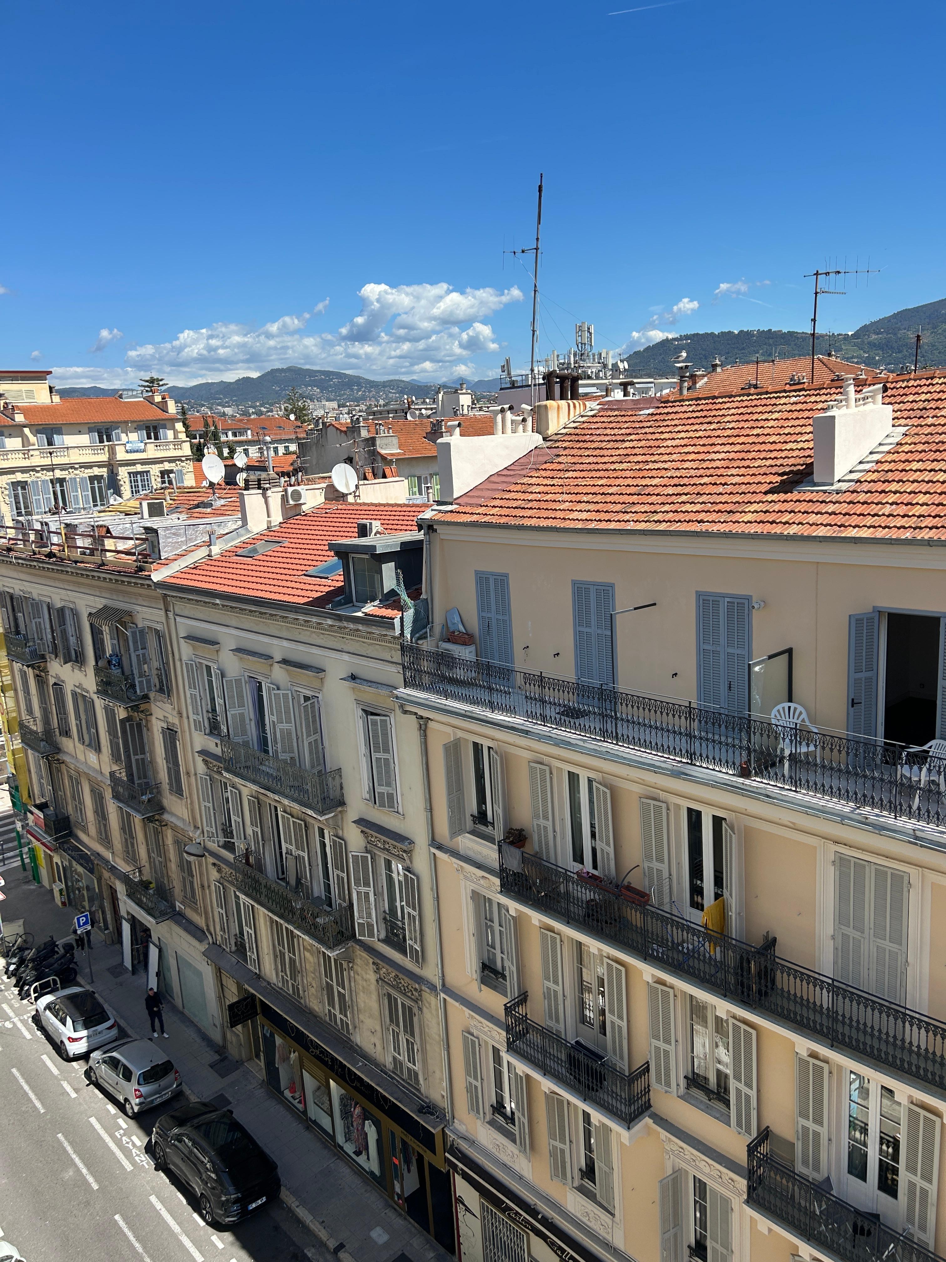 View to the left, leaning out the bedroom window