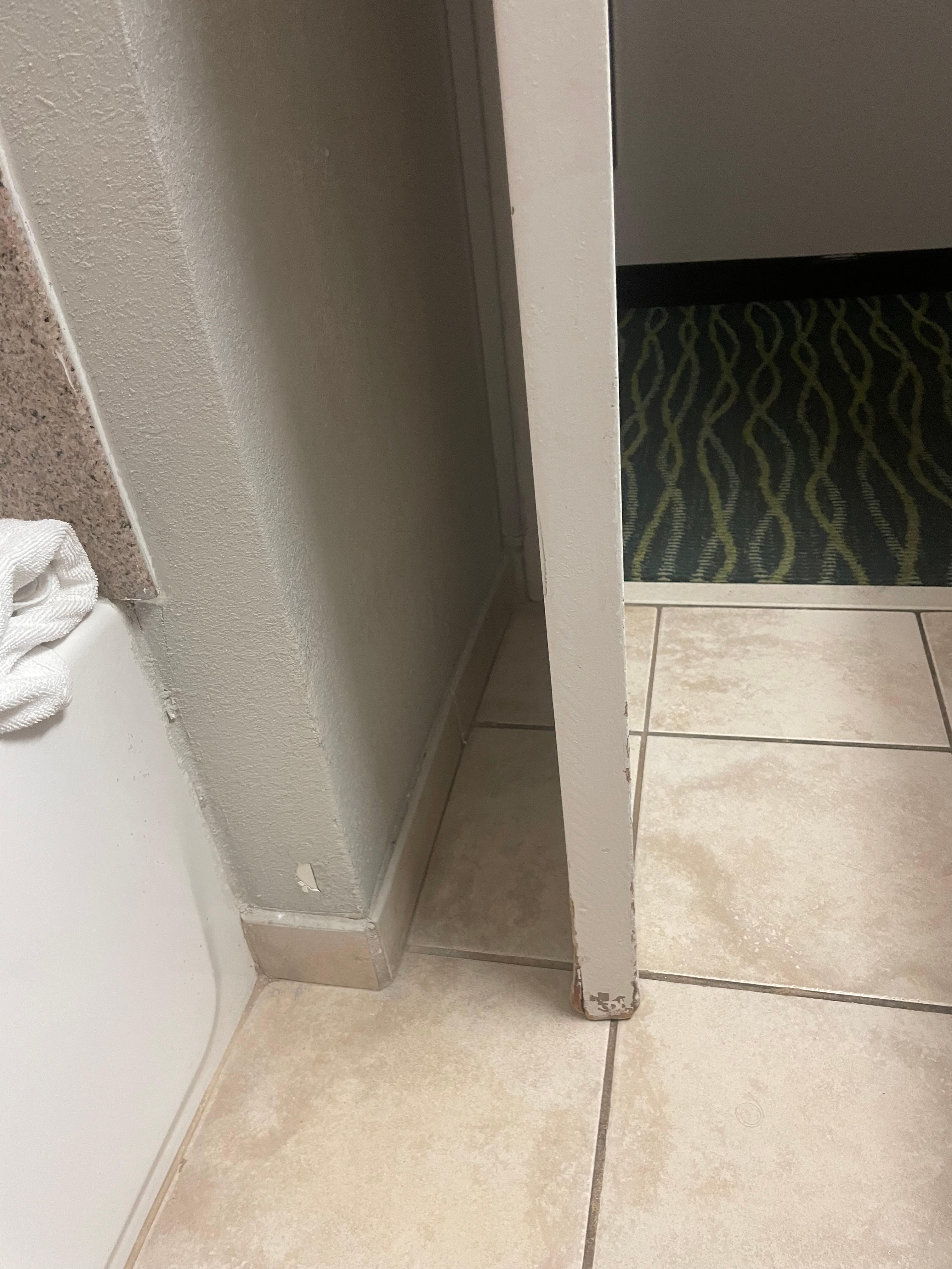 Beaten up bathroom door