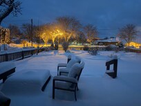 Backyard view with the snow