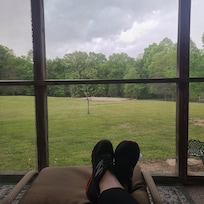 We loved this porch! We sat out there for a long time listening to the rain n the storm it was so relaxing