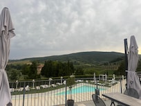 The terrace overlooking the pool