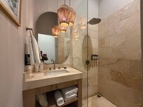 bathroom vanity and shower