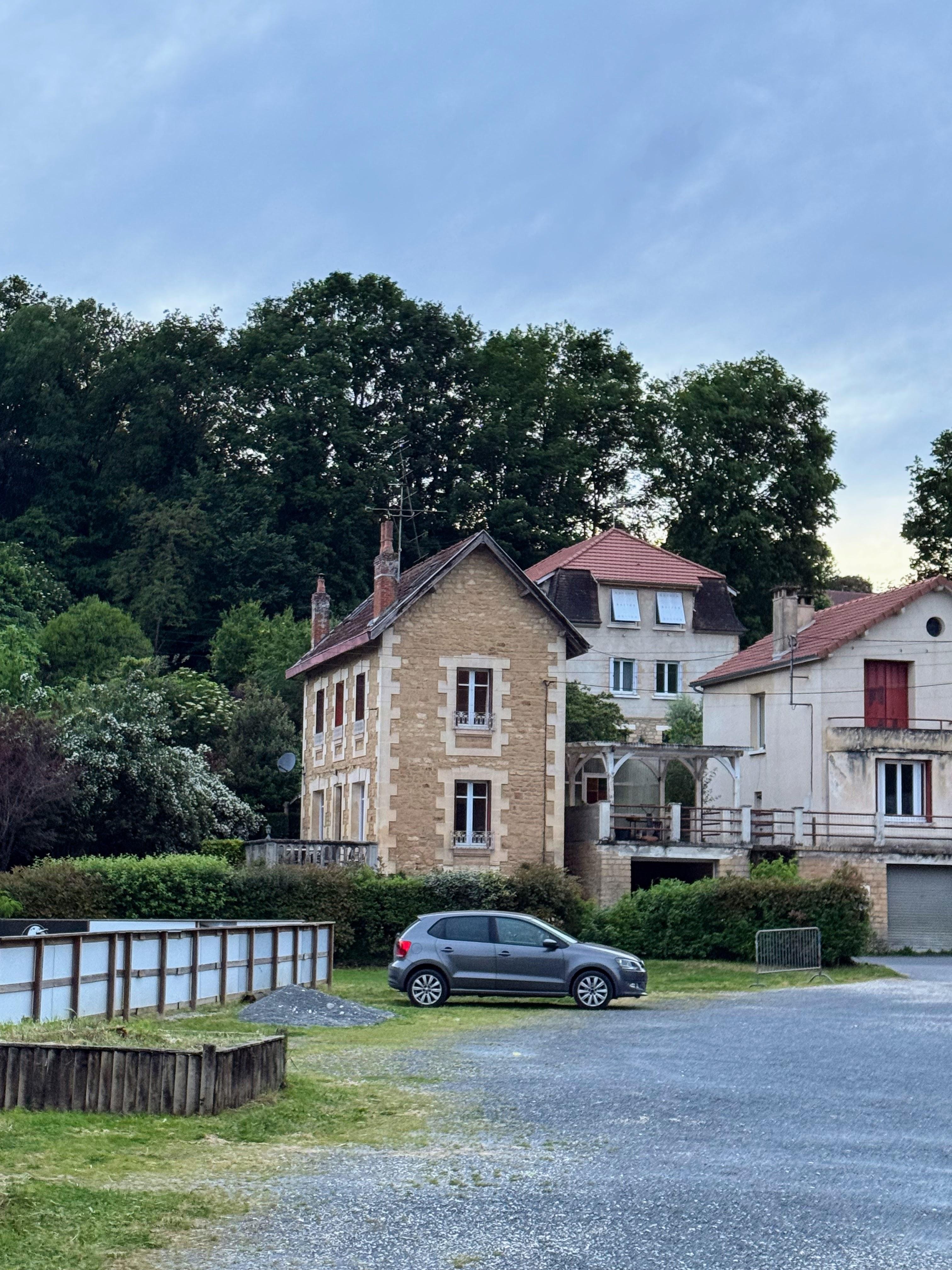 View of villa from the parking lot across the street